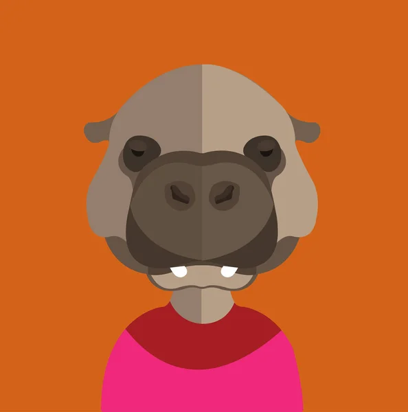 Sevimli hippo avatar — Stok Vektör