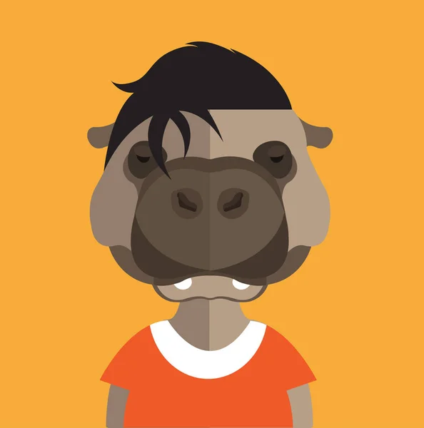 Sevimli hippo avatar — Stok Vektör