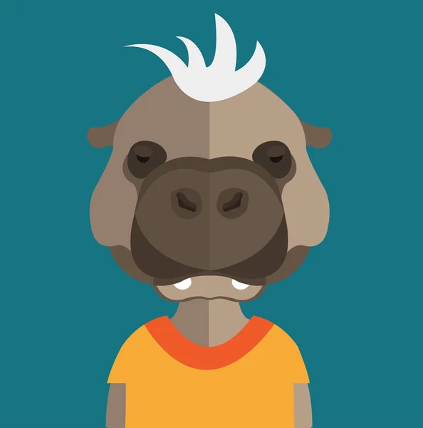 Sevimli hippo avatar — Stok Vektör