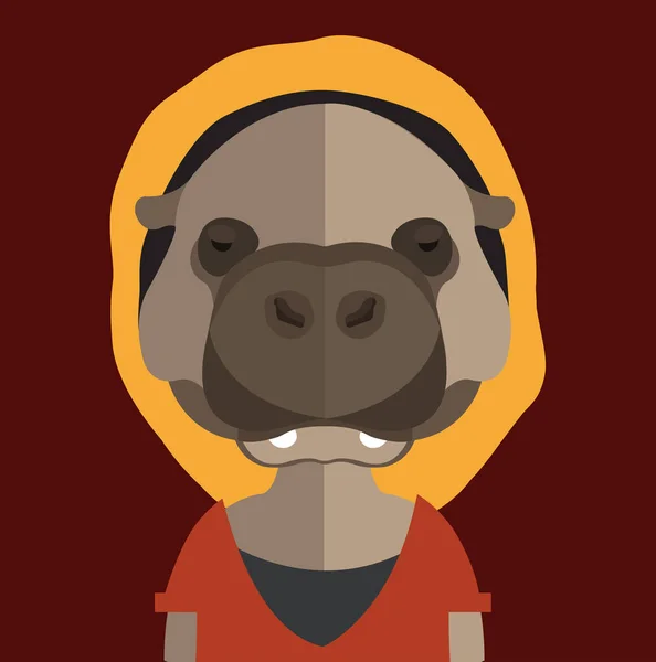 Sevimli hippo avatar — Stok Vektör