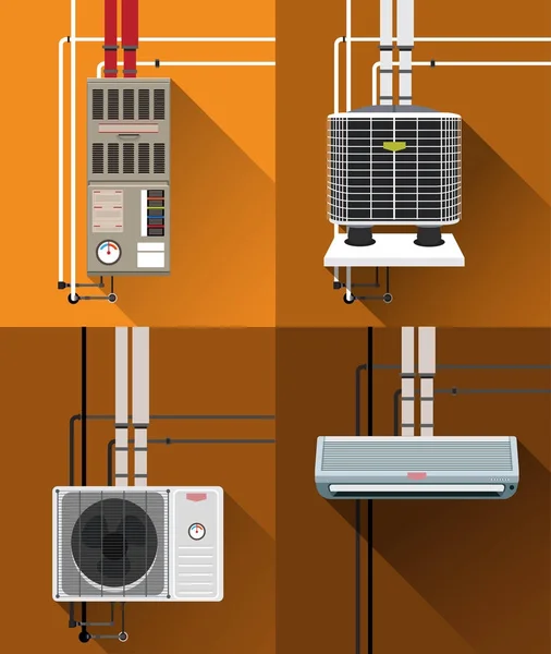 Lucht voorwaarde systeem met buizen — Stockvector