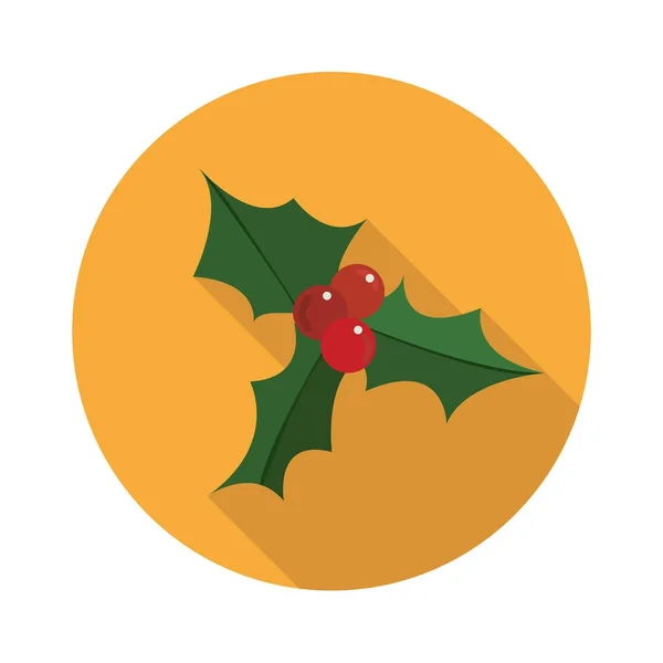 Рождественская омела в желтом круге — стоковый вектор