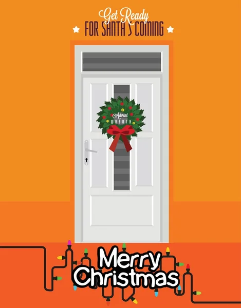 Door with Advent wreath — Stock Vector