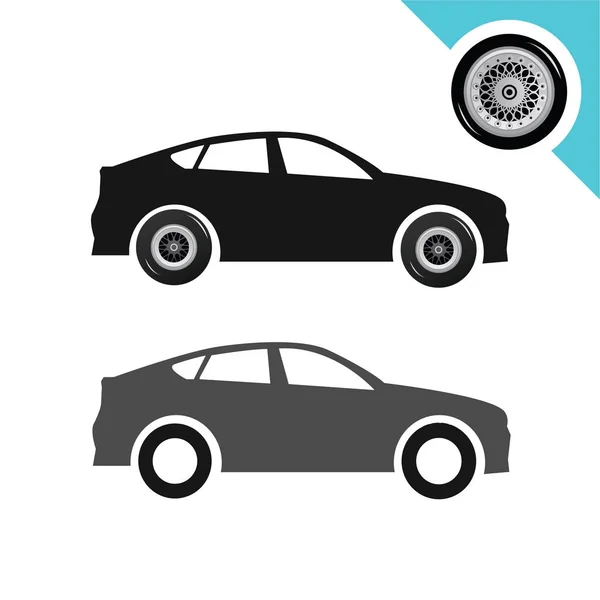 Cars with wheels and tires — Stock Vector