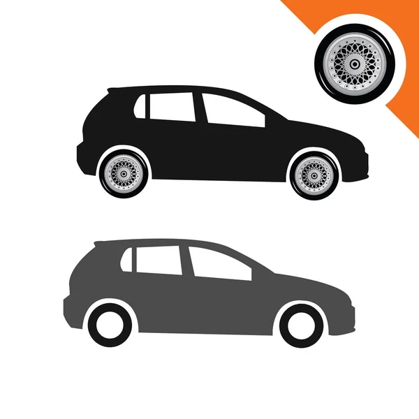 Voitures avec roues et pneus — Image vectorielle