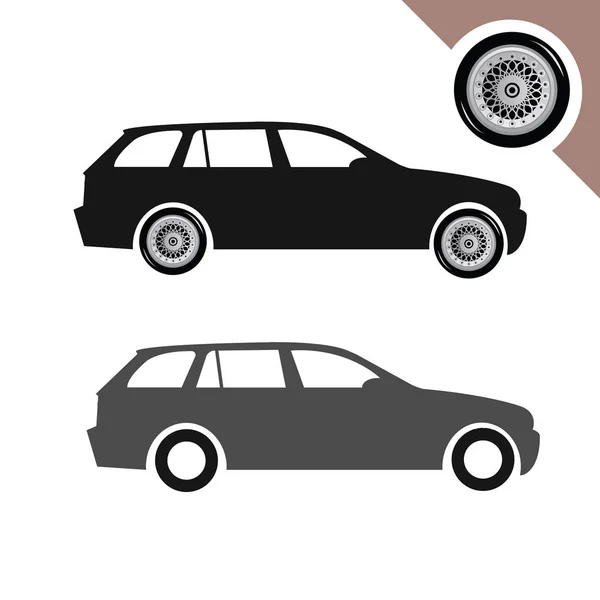 带轮子和轮胎的汽车 — 图库矢量图片
