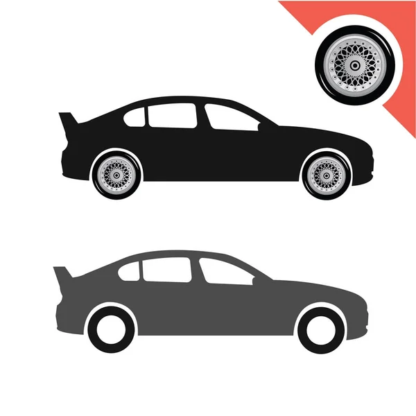Voitures avec roues et pneus — Image vectorielle