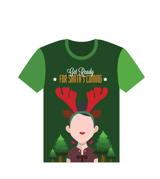 Green Christmas T Shirt — Stock Vector
