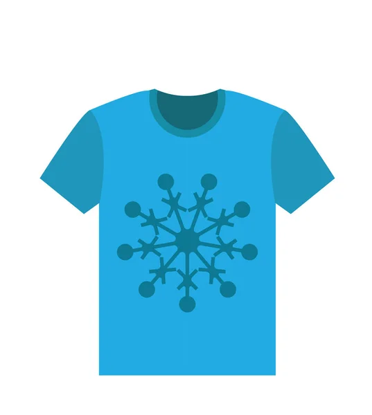 T-shirt blu di Natale con fiocco di neve — Vettoriale Stock