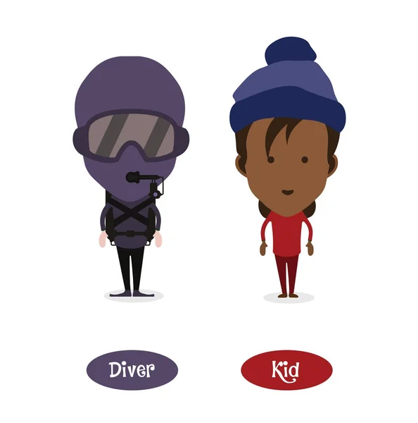 Avatars Pour Plongeurs Enfants Illustration Vectorielle — Image vectorielle