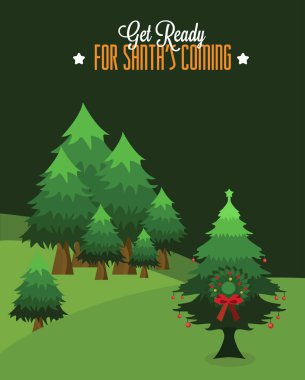 Çam ağaçları ile Noel ağacı