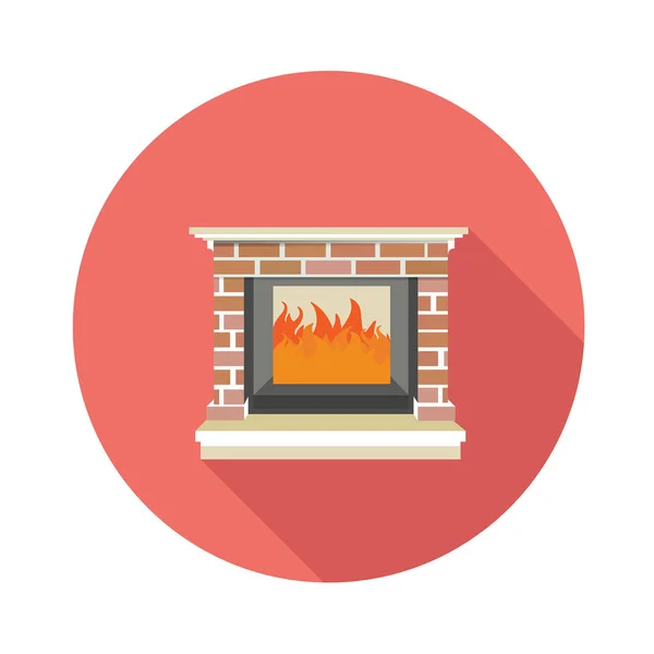 Fireplace with fire line icon — Stock Vector