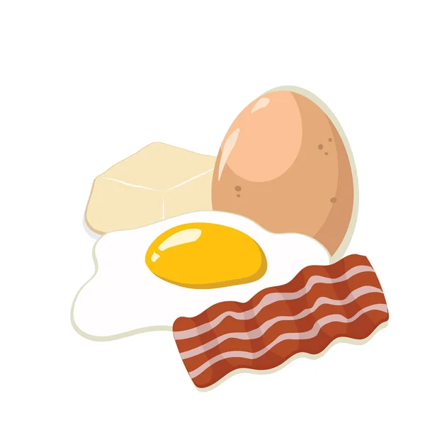 Egg Butter Bacon Vector Illustration — Stock Vector