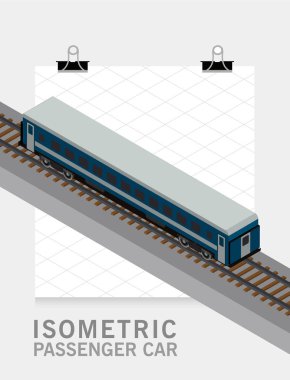 İzometrik demiryolu binek otomobil, vektör çizim
