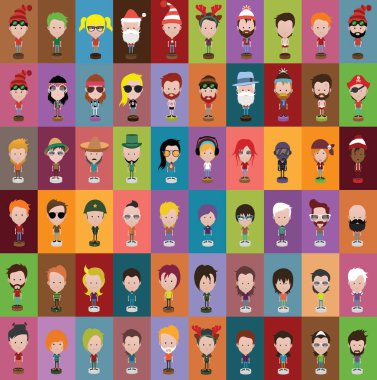 İnsanlar kadın ve erkek avatar simgeleri, illüstrasyon vektör