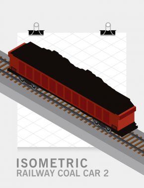 İzometrik demiryolu kömür Araba, vektör çizim