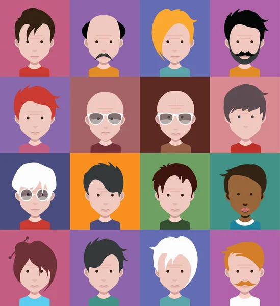 Avatars with different hairstyles and clothes — Stock Vector