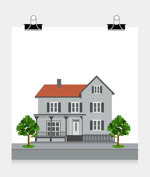 Illustrazione Vettoriale Una Casa Privata Isolata Sfondo Bianco — Vettoriale Stock