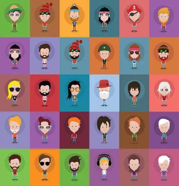 Grupo Hombres Mujeres Avatar Iconos Ilustración Vectorial — Archivo Imágenes Vectoriales