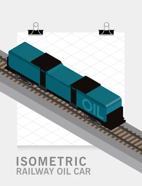 Ferrovia Isométrica Carro Óleo Ilustração Vetorial — Vetor de Stock