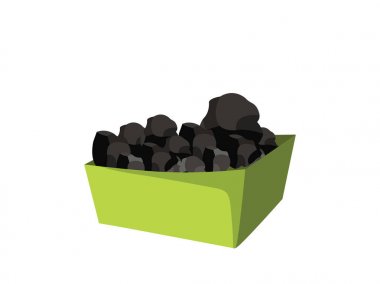 Beyaz arka plan üzerinde kömür, vektör illüstrasyon izole kömür yığını