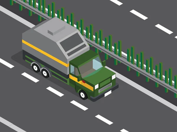 Camion à ordures sur l'autoroute — Image vectorielle