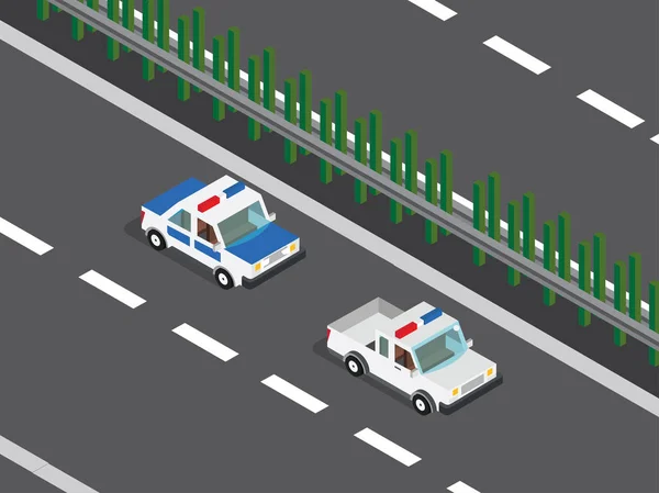 Polizeiautos auf der Autobahn — Stockvektor