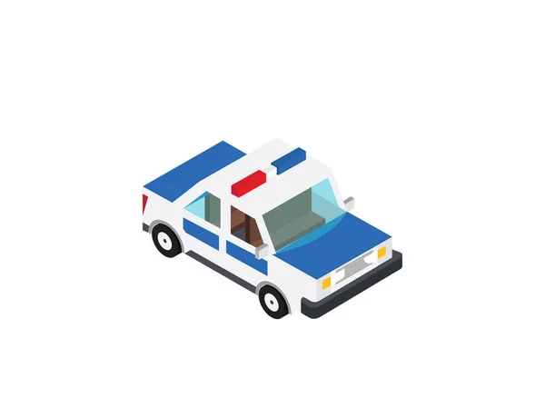 Isométrique Bleu Voiture Police Illustration Vectorielle — Image vectorielle