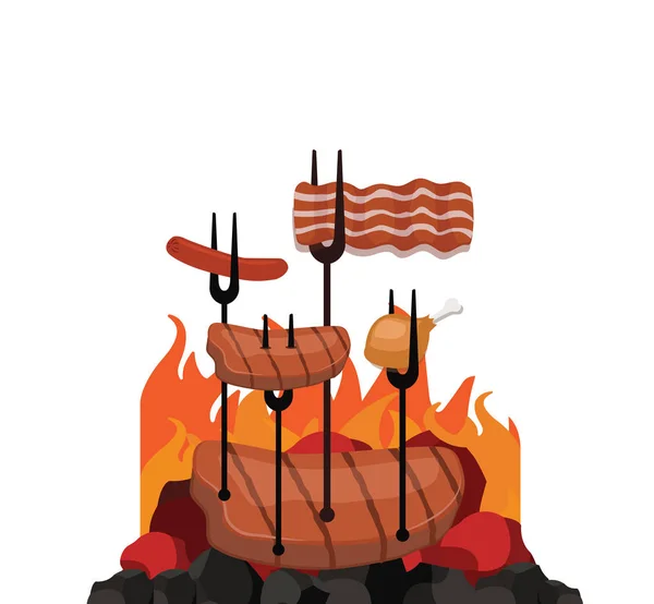 Grillad barbecue nötstek — Stock vektor