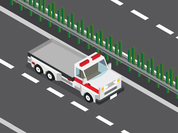 Wrecker vrachtwagen in de snelweg — Stockvector