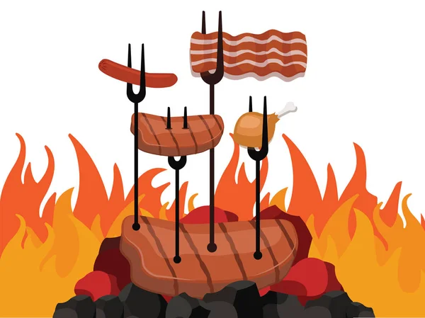 Grilled barbecue beef steak — Stock Vector