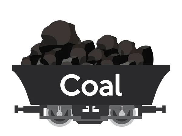 Hromadu Uhlí Uhlí Důlní Vůz Textem — Stockový vektor