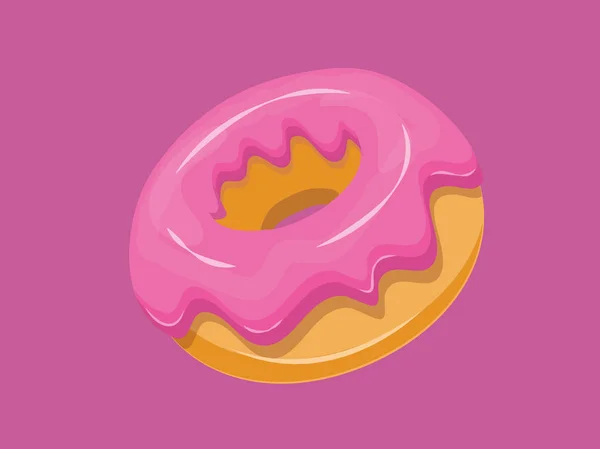 Delicioso donut en rosa — Vector de stock