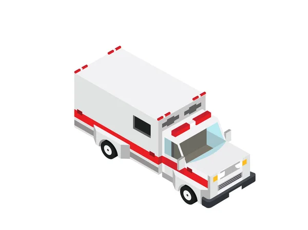 Truk Ambulan Tampilan Kiri Isometric Ilustrasi Vektor - Stok Vektor
