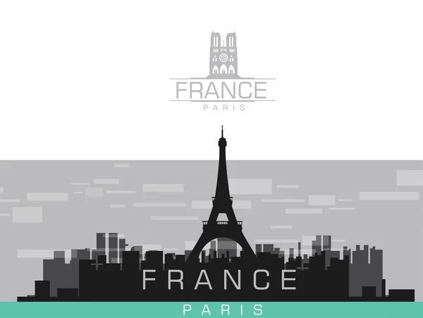 Силуэт Париж Франция Логотипом Франции Векторная Иллюстрация — стоковый вектор