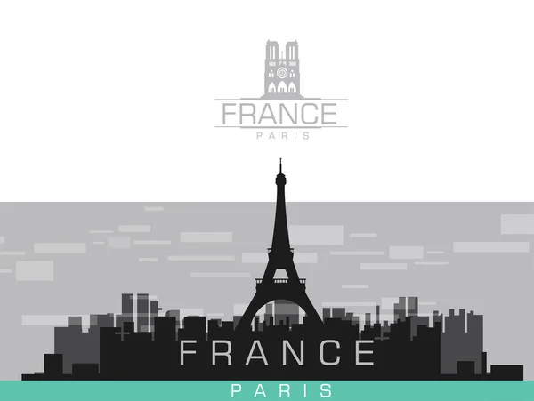 Paris France City Silhouette Mit France Logo Vektorillustration — Stockvektor