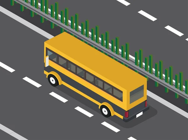 Yellow bus in highway — Stock Vector