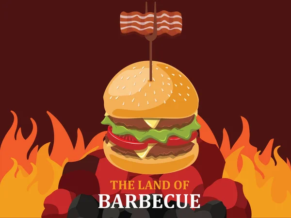 Барбекю гамбургер з беконом — стоковий вектор