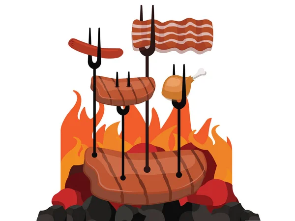 Grilled barbecue beef steak — Stock Vector
