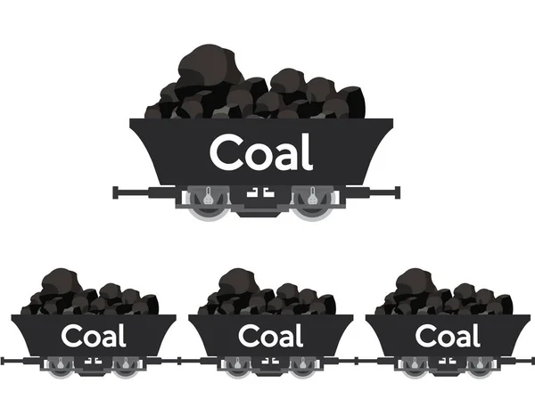 Hromadu Uhlí Uhlí Důlní Vozy Textem — Stockový vektor