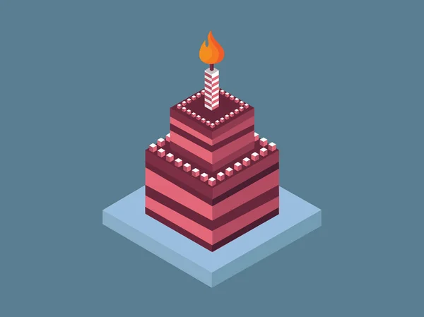 等尺性誕生日ケーキ ベクトル イラスト — ストックベクタ