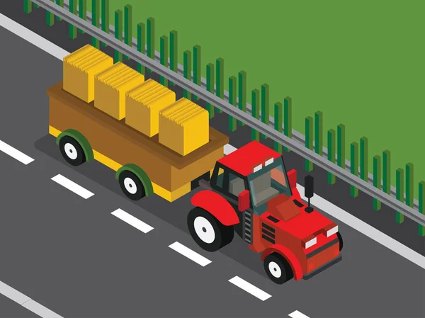 Tracteur, machines avec remorque — Image vectorielle