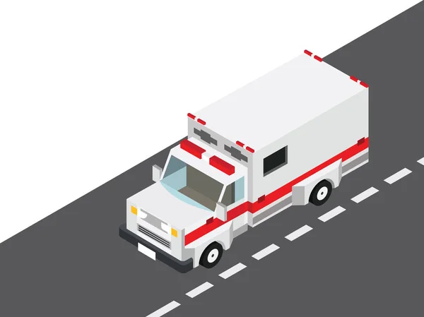 Camion Ambulancier Isometric Vue Gauche Illustration Vectorielle — Image vectorielle