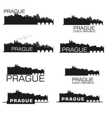 Prag cityscape siluetleri