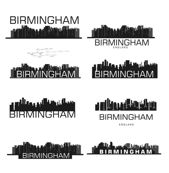 Silhuetas da paisagem urbana de Birmingham — Vetor de Stock