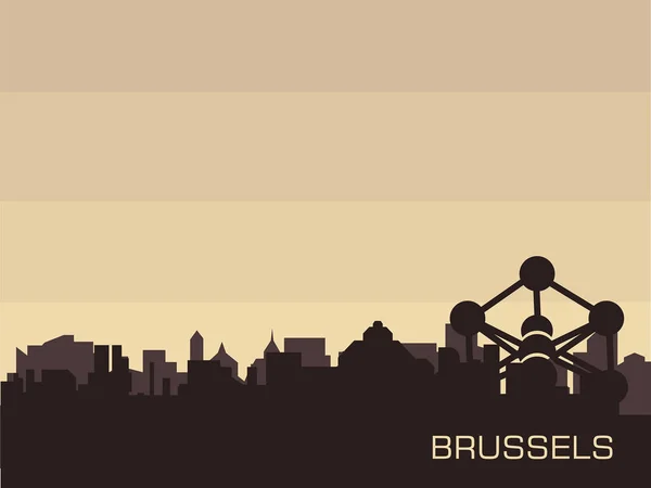ブリュッセルの都市景観のシルエット — ストックベクタ