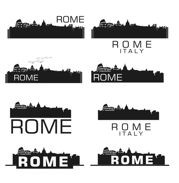 Siluetas de Roma paisaje urbano — Vector de stock