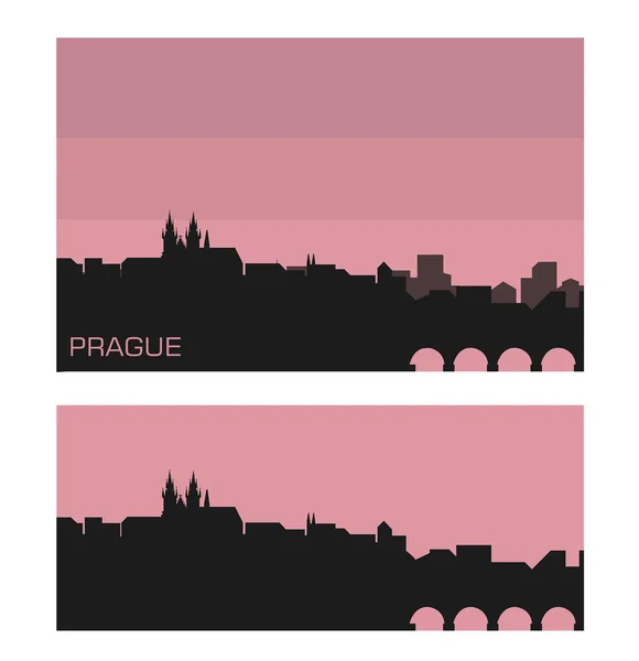 Siluetas de Praga paisaje urbano — Vector de stock