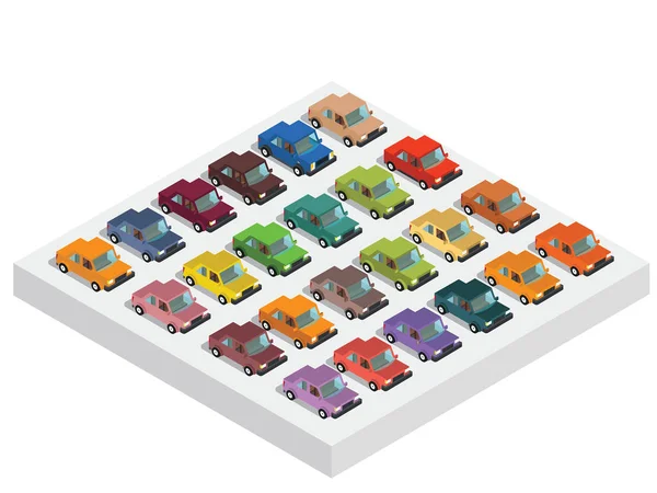 Reihe von isometrischen 3D-Autos — Stockvektor