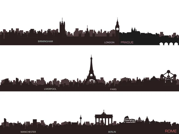 一套不同的城市剪影 — 图库矢量图片